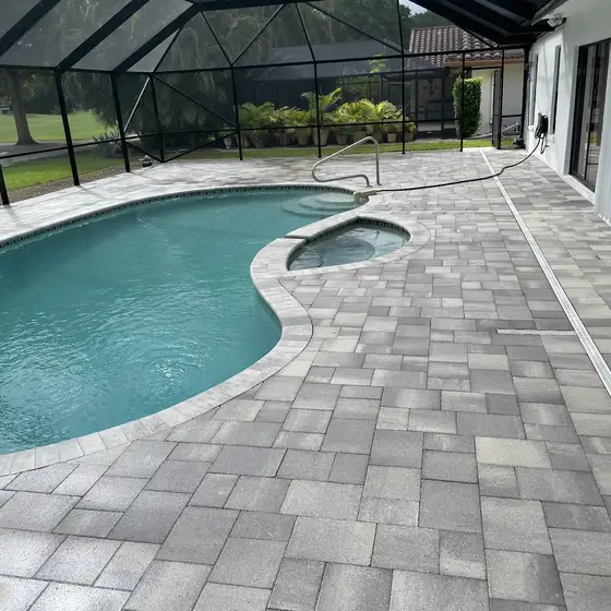 Screened lanai with pool, spa and paver deck