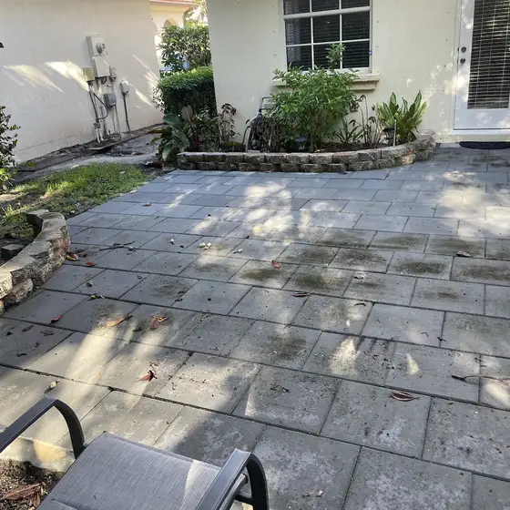 Slate patio, freshly washed