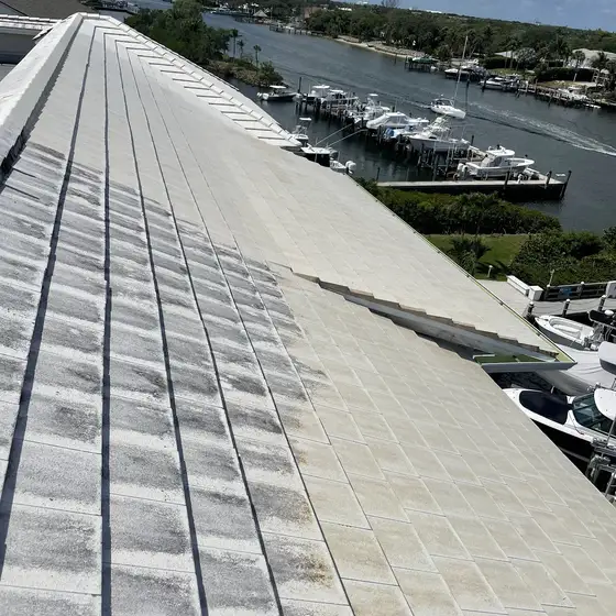 Tile roof overlooking a marina